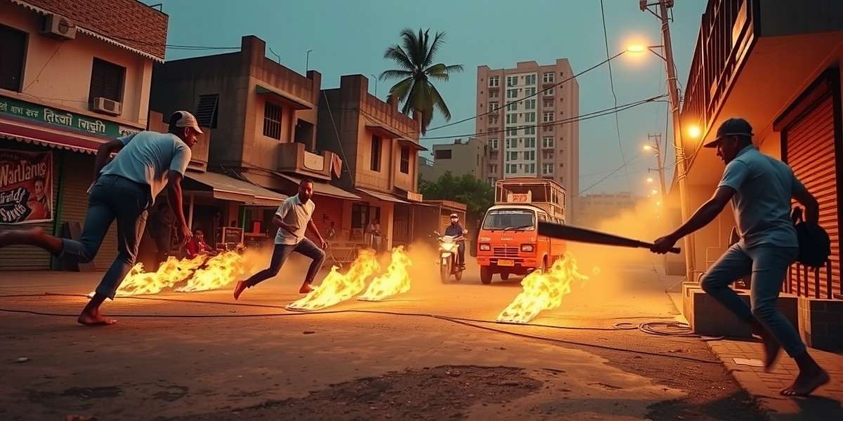 Ultimate Goal Getters showing gully cricket match with Indian street background
